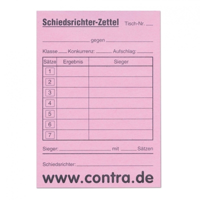 Schiedsrichterzettel-Block