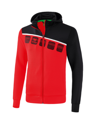ERIMA 5-C Trainingsjacke mit Kapuze rot/schwarz/weiß
