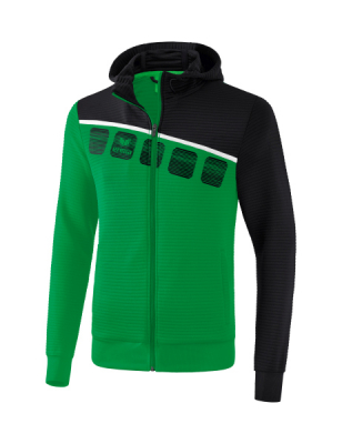 ERIMA 5-C Trainingsjacke mit Kapuze smaragd/schwarz/weiß