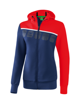 ERIMA Damen 5-C Trainingsjacke mit Kapuze new navy/rot/weiß