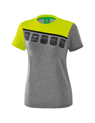 ERIMA Damen 5-C T-Shirt grau melange/lime pop/schwarz