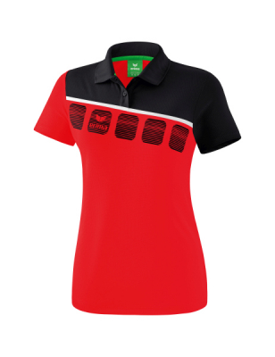 ERIMA Damen 5-C Poloshirt rot/schwarz/weiß