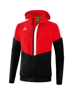 ERIMA Squad Tracktop Jacke mit Kapuze rot/schwarz/weiß