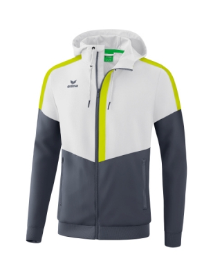 ERIMA Squad Tracktop Jacke mit Kapuze weiß/slate grey/bio lime