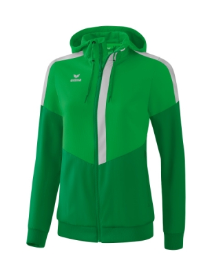 ERIMA Damen Squad Tracktop Jacke mit Kapuze fern green/smaragd/silver grey