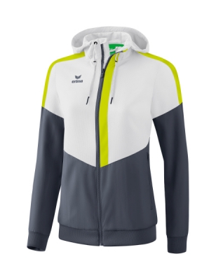 ERIMA Damen Squad Tracktop Jacke mit Kapuze weiß/slate grey/bio lime