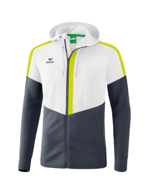 ERIMA Squad Trainingsjacke mit Kapuze weiß/slate grey/bio lime