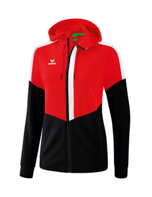 ERIMA Damen Squad Trainingsjacke mit Kapuze rot/schwarz/wei