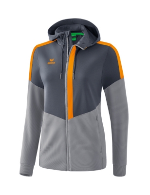 ERIMA Damen Squad Trainingsjacke mit Kapuze slate grey/monument grey/new orange