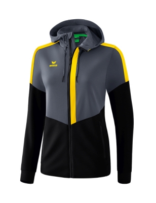 ERIMA Damen Squad Trainingsjacke mit Kapuze slate grey/schwarz/gelb