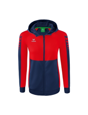 ERIMA Damen Six Wings Trainingsjacke mit Kapuze new navy/rot