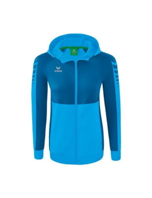 ERIMA Damen Six Wings Trainingsjacke mit Kapuze curacao/mykonos