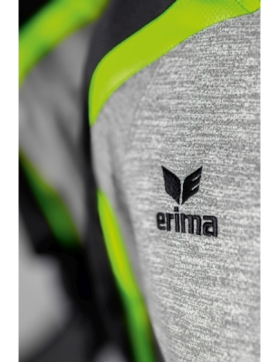 ERIMA Damen Liga 2.0 Trainingsjacke mit Kapuze grau melange/schwarz/green gecko (Sonderposten)
