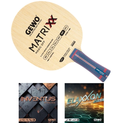 GEWO Schl�ger: Holz Matrixx Magic OFF mit Inventus XT Pro 47.5 + Elaxxon eFT 45.0 gerade