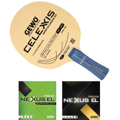 GEWO Schl?ger: Holz Celexxis Hinoki Ex-Carbon OFF mit Nexxus EL Pro 50 SuperSelect + 48 konkav