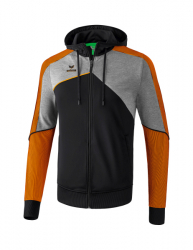 ERIMA Premium One 2.0 Trainingsjacke mit Kapuze schwarz/grau melange/neon orange