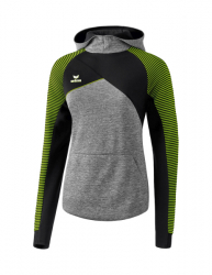 ERIMA Damen Premium One 2.0 Kapuzensweat grau melange/schwarz/lime pop