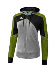 ERIMA Damen Premium One 2.0 Trainingsjacke mit Kapuze grau melange/schwarz/lime pop