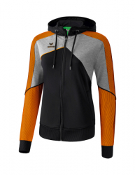 ERIMA Damen Premium One 2.0 Trainingsjacke mit Kapuze schwarz/grau melange/neon orange