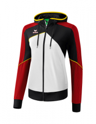 ERIMA Damen Premium One 2.0 Trainingsjacke mit Kapuze weiß/schwarz/rot/gelb
