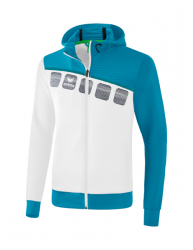 ERIMA 5-C Trainingsjacke mit Kapuze weiß/oriental blue/colonial blue