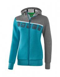 ERIMA Damen 5-C Trainingsjacke mit Kapuze oriental blue melange/grau melange/weiß