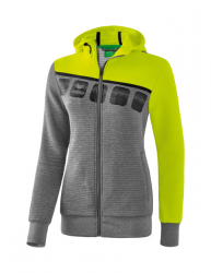 ERIMA Damen 5-C Trainingsjacke mit Kapuze grau melange/lime pop/schwarz