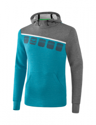 ERIMA 5-C Kapuzensweat oriental blue melange/grau melange/weiß