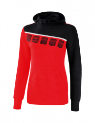 ERIMA Damen 5-C Kapuzensweat rot/schwarz/weiß