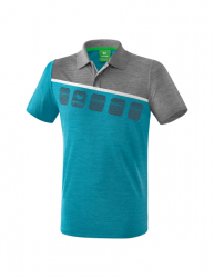 ERIMA 5-C Poloshirt oriental blue melange/grau melange/weiß