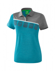 ERIMA Damen 5-C Poloshirt oriental blue melange/grau melange/weiß