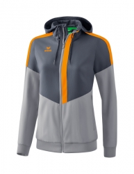 ERIMA Damen Squad Tracktop Jacke mit Kapuze slate grey/monument grey/new orange