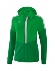 ERIMA Damen Squad Trainingsjacke mit Kapuze fern green/smaragd/silver grey