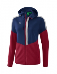 ERIMA Damen Squad Trainingsjacke mit Kapuze new navy/bordeaux/silver grey