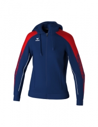 ERIMA Damen EVO STAR Trainingsjacke mit Kapuze new navy/rot